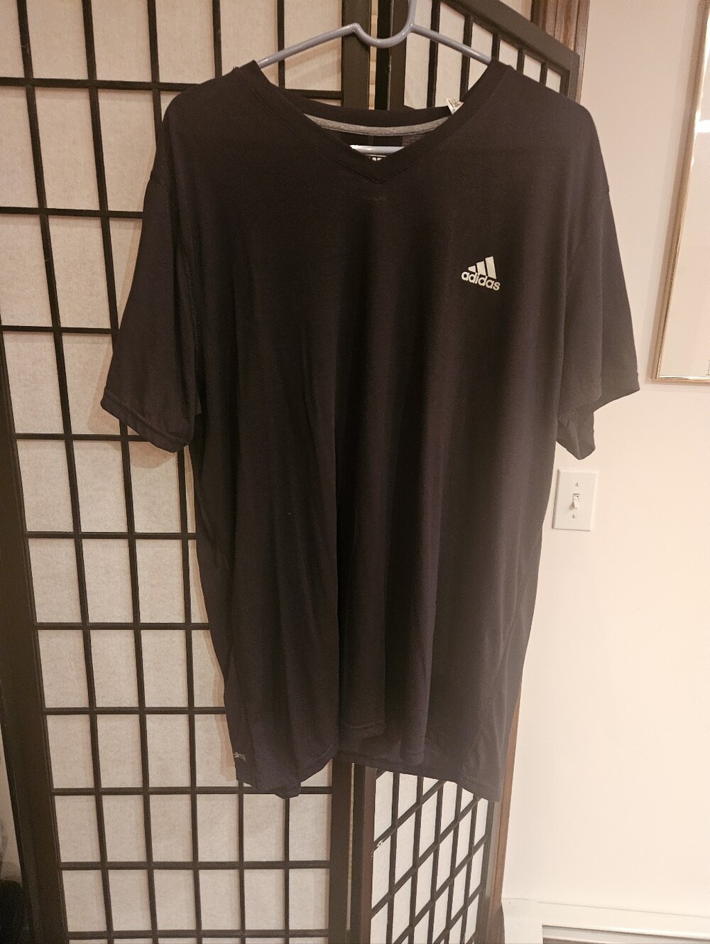 adidas Black V-Neck Short Sleeve Athletic Tee